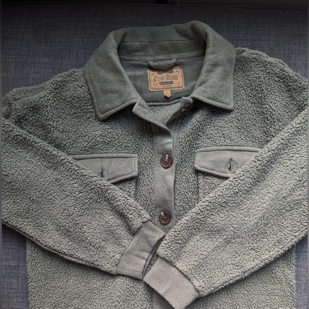 Pink Rose Olive Fleece Jacket